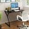 Glass Top Computer Desk Laptop Writing Study Workstation Z-Shaped Metal Frame